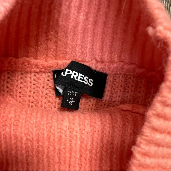 Express coral mock turtle neck sweater SZ MED - Picture 3 of 4